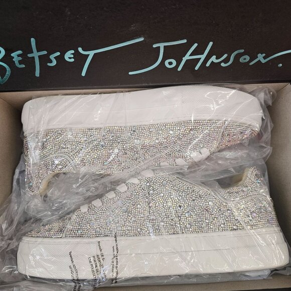 Betsey Johnson Sidny Rhinestone Sneakers Silver/White Size 10M - Picture 3 of 15